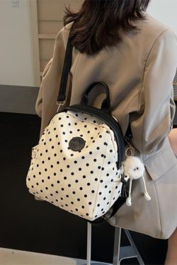 Polka Dot Backpack for Women - Fashionable Student Shoulder Crossbody Bag for Autumn & Winter 2024, Perfect for Commuting & Travel