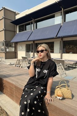 Polka Dot Black and White Color-Blocking Slim-Fit Women's Skirt - Versatile Spring and Summer Style, 2024 Niche Design, Y2K Fashion