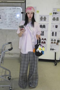 Polka Dot Bow Short Sleeve Shirt for Women - Pink Striped Blouse, French Sweet Top, Trendy Summer Fashion