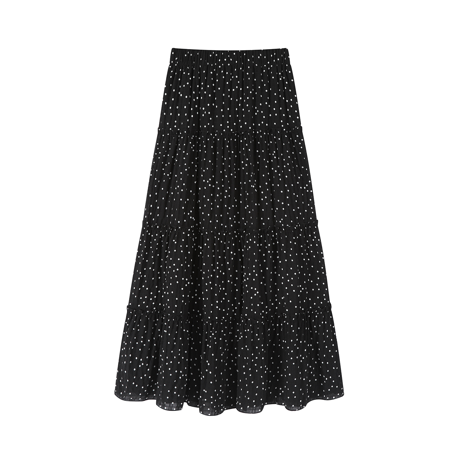 Polka Dot High-Waisted A-Line Long Skirt in Black - Flowy Summer Fashion, Y2K Style, Versatile for Any Occasion Polka Dot High-Waisted A-Line Long Skirt in Black - Flowy Summer Fashion, Y2K Style, Versatile for Any Occasion
