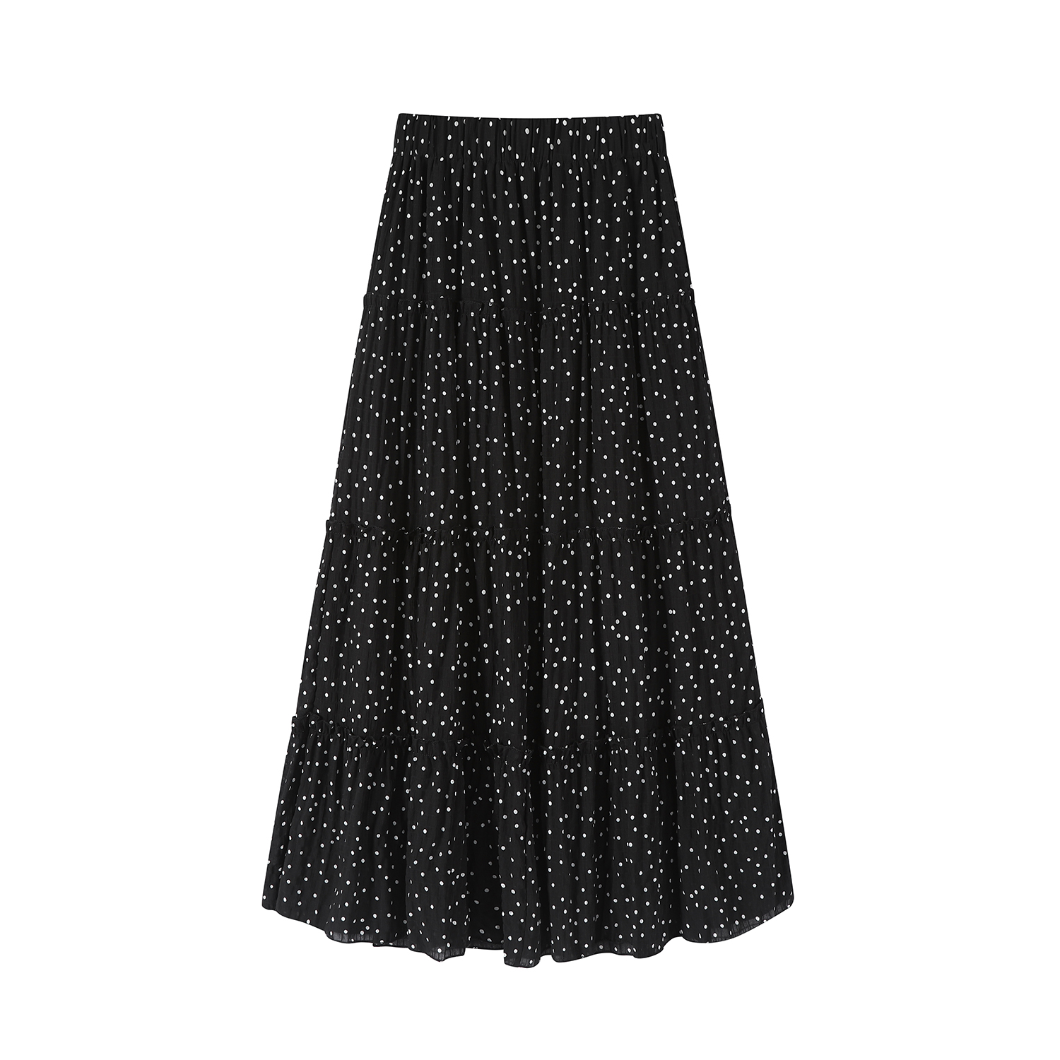 Polka Dot High-Waisted A-Line Long Skirt in Black - Flowy Summer Fashion, Y2K Style, Versatile for Any Occasion Polka Dot High-Waisted A-Line Long Skirt in Black - Flowy Summer Fashion, Y2K Style, Versatile for Any Occasion