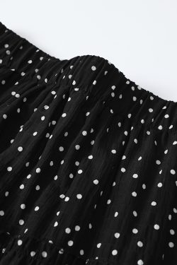 Polka Dot High-Waisted A-Line Long Skirt in Black - Flowy Summer Fashion, Y2K Style, Versatile for Any Occasion