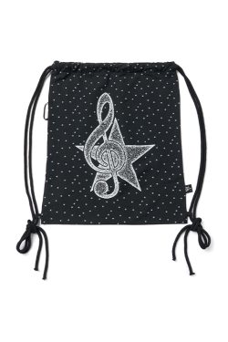 Polka Dot Print Music Note Casual Drawstring Backpack for Stylish Everyday Use