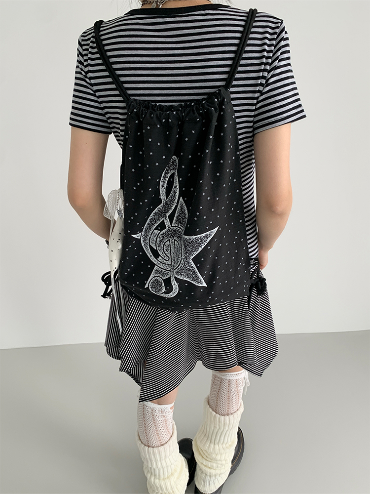 Polka Dot Print Music Note Casual Drawstring Backpack for Stylish Everyday Use Polka Dot Print Music Note Casual Drawstring Backpack for Stylish Everyday Use