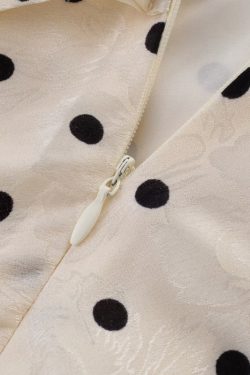 Polka Dot Print Ruffled V-Neck Puff Sleeve Dress for Women - Slimming Waist-Defining Long Dress, Perfect for 90s and Y2K Style