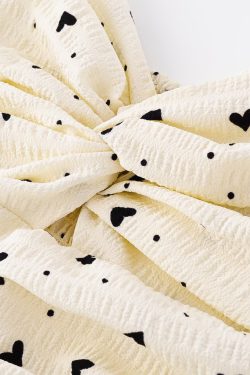 Polka Dot Short Sleeve Dress for Women - French Heart Design, Long Skirt, Summer 2025 Fashion, Cute and Trendy Look