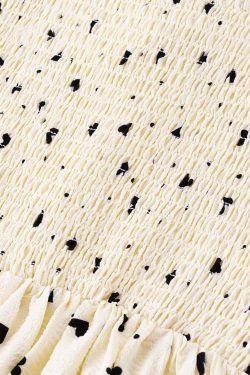 Polka Dot Short Sleeve Dress for Women - French Heart Design, Long Skirt, Summer 2025 Fashion, Cute and Trendy Look