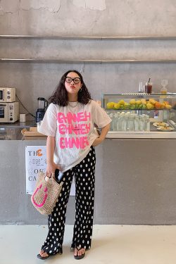 Polka Dot Wide-Leg Pants for Women, High-Waisted Summer Trousers, Loose Fit Casual Split Design, Trendy Fashion for Stylish Looks