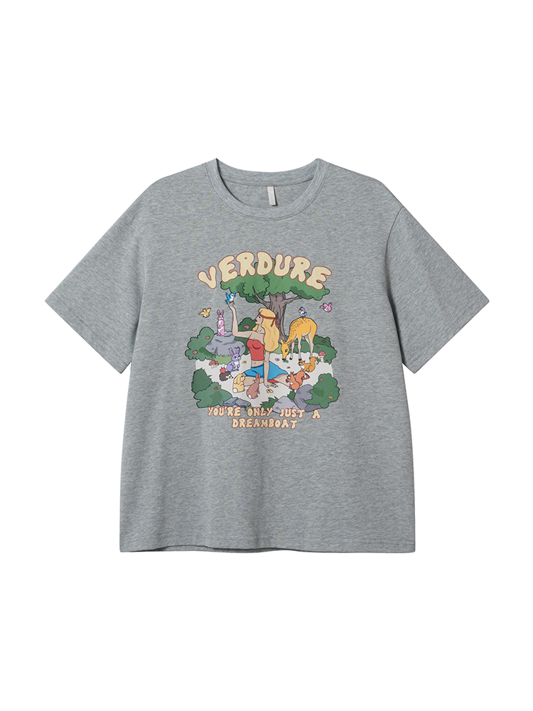 Printed Short Sleeve T-shirt for Women - Summer 2025 Pure Cotton Loose Fit, Ideal for Petite Sizes, Casual Everyday Style Printed Short Sleeve T-shirt for Women - Summer 2025 Pure Cotton Loose Fit, Ideal for Petite Sizes, Casual Everyday Style