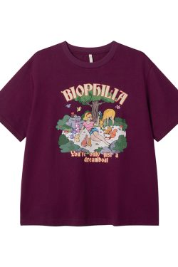 Printed Short Sleeve T-shirt for Women - Summer 2025 Pure Cotton Loose Fit, Ideal for Petite Sizes, Casual Everyday Style