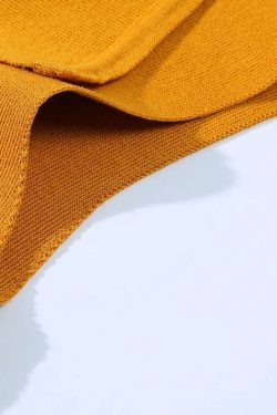 Pumpkin-Colored Sleeveless Knitted T-Shirt with Fitted Waist and Pleated Vest Detail for Women - Perfect for Fall Fashion