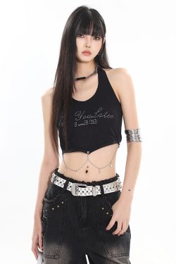 Pure Desire Chain Neckline Hot Girl Tank Top - Niche Design for 2024 Early Spring - Trendy 90s Inspired Style