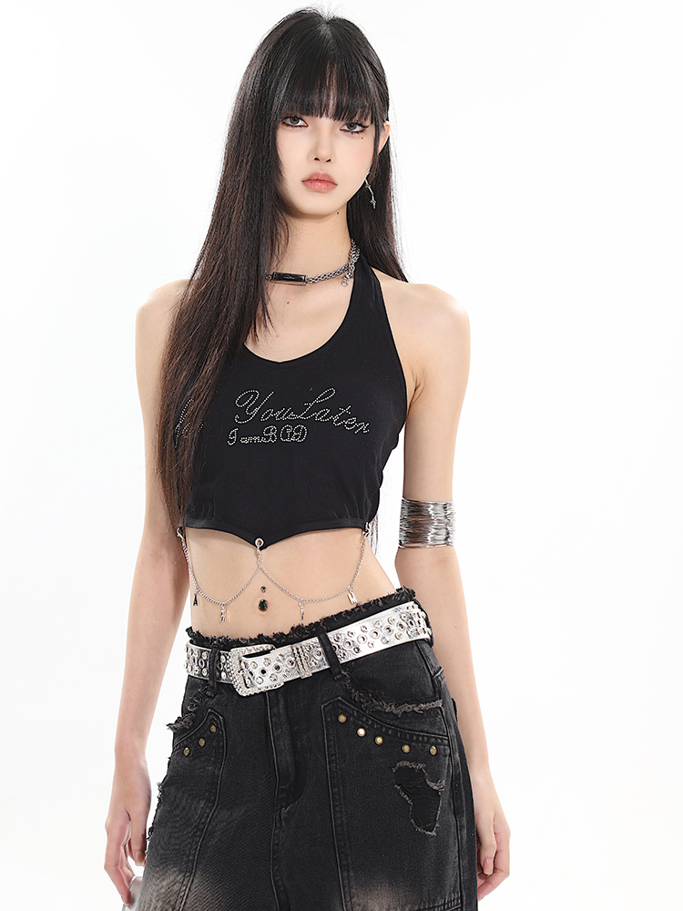 Pure Desire Chain Neckline Hot Girl Tank Top - Niche Design for 2024 Early Spring - Trendy 90s Inspired Style Pure Desire Chain Neckline Hot Girl Tank Top - Niche Design for 2024 Early Spring - Trendy 90s Inspired Style