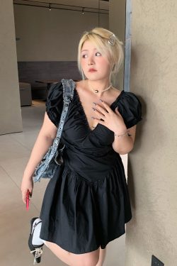 Pure Desire Light Mature Style Deep V-Neck Plus Size Super Slim High Waist Sexy Summer Dress for Women