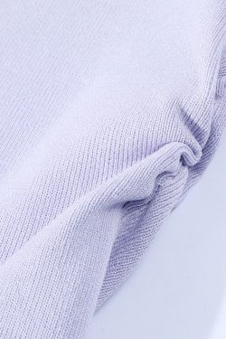 Purple 3D Butterfly Off-Shoulder Knit T-Shirt with Waist-Cinching Fit - Petite Summer Style