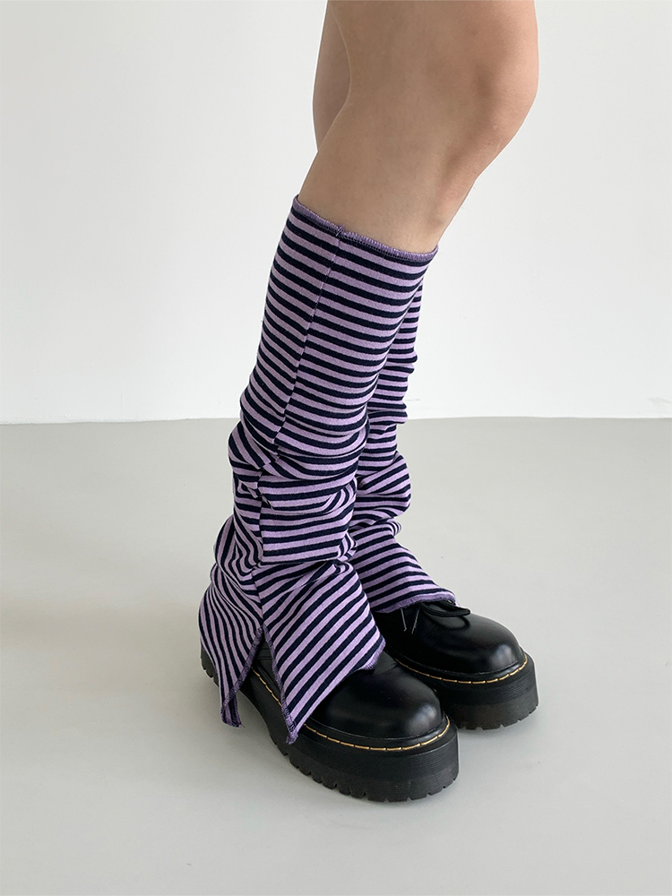 Purple-Black Striped Split Socks - Versatile Casual Taro Mud Design for Trendy Y2K Style Purple-Black Striped Split Socks - Versatile Casual Taro Mud Design for Trendy Y2K Style