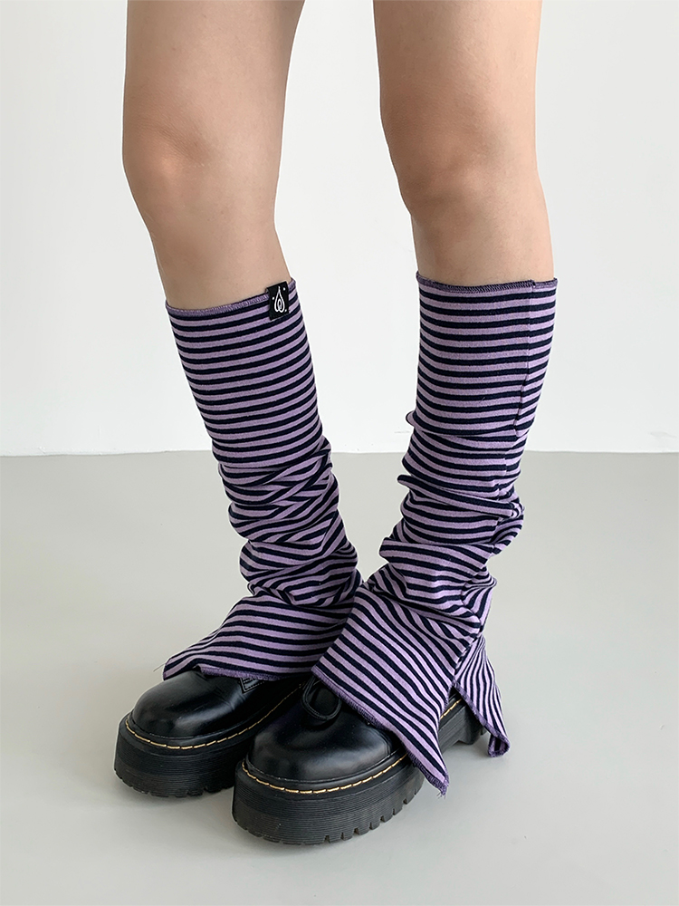 Purple-Black Striped Split Socks - Versatile Casual Taro Mud Design for Trendy Y2K Style Purple-Black Striped Split Socks - Versatile Casual Taro Mud Design for Trendy Y2K Style