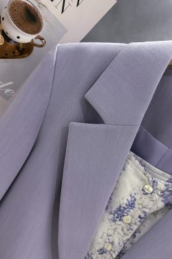 Purple French-Style Women's Blazer - Textured Suit Jacket for Spring & Autumn - Gentle Socialite Look - Age-Reducing Fashion 2025