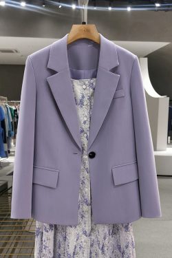 Purple French-Style Women's Blazer - Textured Suit Jacket for Spring & Autumn - Gentle Socialite Look - Age-Reducing Fashion 2025