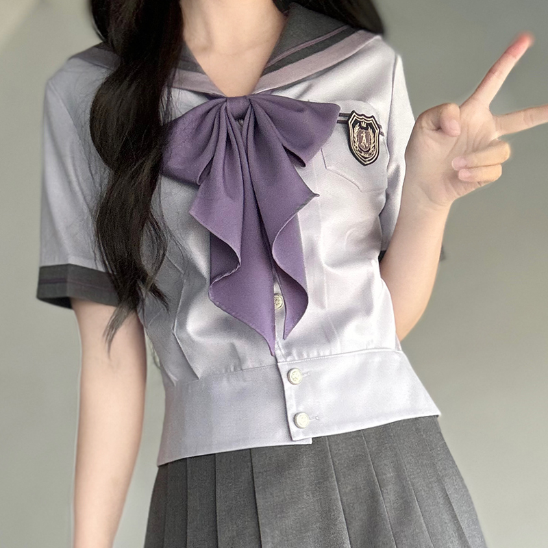 Purple Pudding Bear JK Uniform Sailor Suit - Japanese College Style Waist-Defined Navy Collar Set for Trendy Y2K Fashion Purple Pudding Bear JK Uniform Sailor Suit - Japanese College Style Waist-Defined Navy Collar Set for Trendy Y2K Fashion