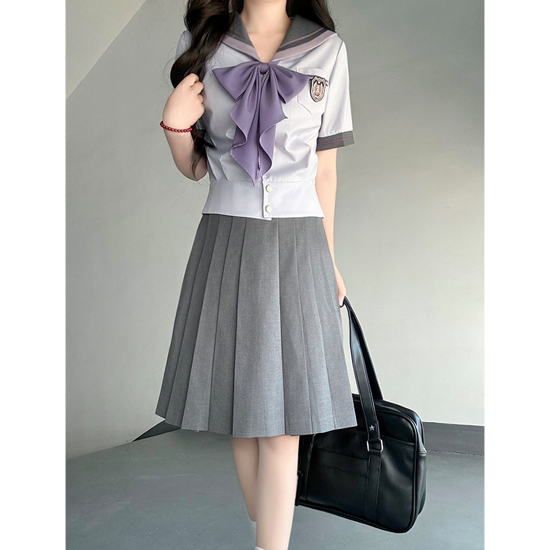 Purple Pudding Bear JK Uniform Sailor Suit - Japanese College Style Waist-Defined Navy Collar Set for Trendy Y2K Fashion Purple Pudding Bear JK Uniform Sailor Suit - Japanese College Style Waist-Defined Navy Collar Set for Trendy Y2K Fashion