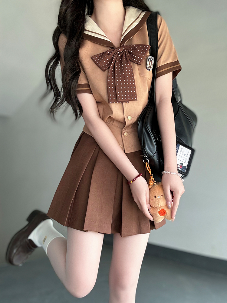 Purple Pudding Bear JK Uniform Sailor Suit - Japanese College Style Waist-Defined Navy Collar Set for Trendy Y2K Fashion Purple Pudding Bear JK Uniform Sailor Suit - Japanese College Style Waist-Defined Navy Collar Set for Trendy Y2K Fashion