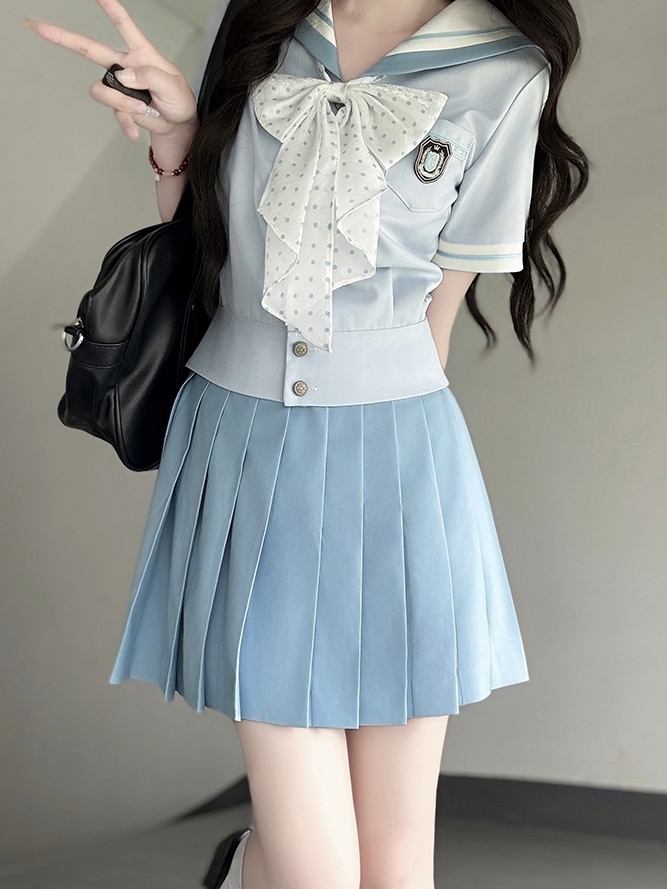 Purple Pudding Bear JK Uniform Sailor Suit - Japanese College Style Waist-Defined Navy Collar Set for Trendy Y2K Fashion Purple Pudding Bear JK Uniform Sailor Suit - Japanese College Style Waist-Defined Navy Collar Set for Trendy Y2K Fashion