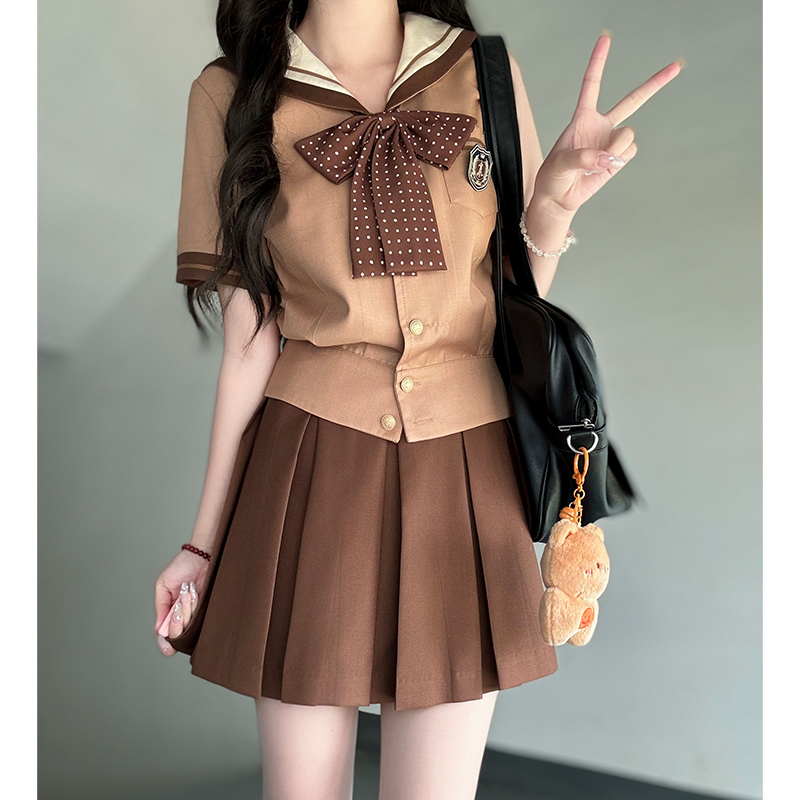 Purple Pudding Bear JK Uniform Sailor Suit - Japanese College Style Waist-Defined Navy Collar Set for Trendy Y2K Fashion Purple Pudding Bear JK Uniform Sailor Suit - Japanese College Style Waist-Defined Navy Collar Set for Trendy Y2K Fashion