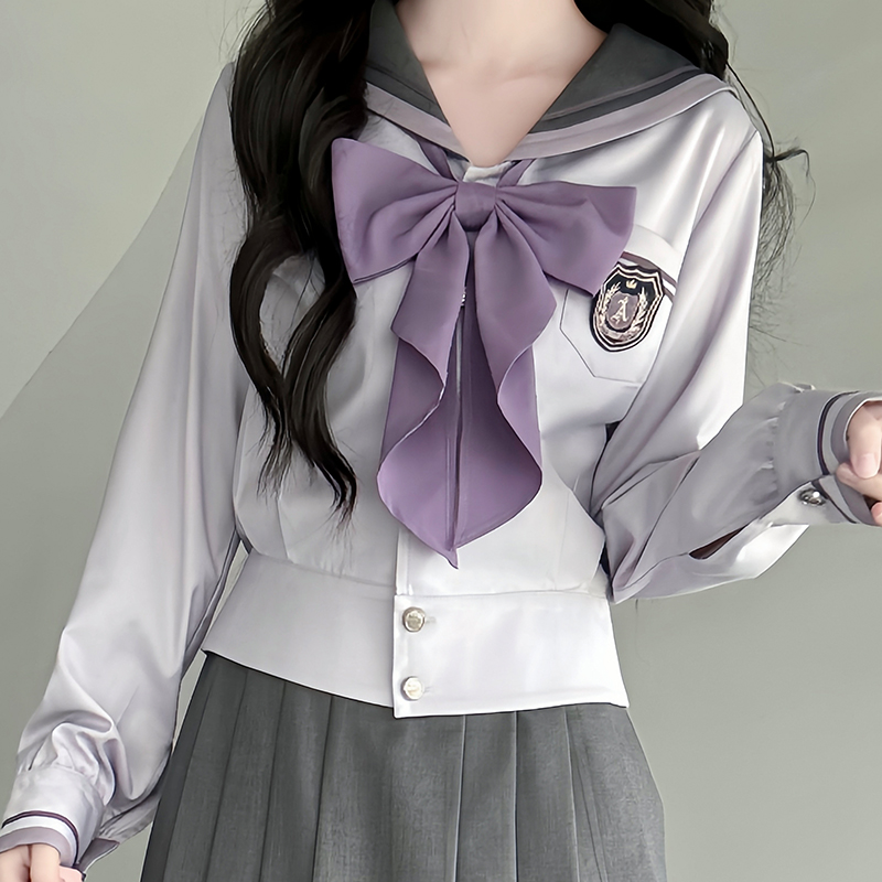 Purple Pudding Bear JK Uniform Sailor Suit - Japanese College Style Waist-Defined Navy Collar Set for Trendy Y2K Fashion Purple Pudding Bear JK Uniform Sailor Suit - Japanese College Style Waist-Defined Navy Collar Set for Trendy Y2K Fashion