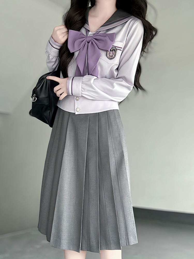 Purple Pudding Bear JK Uniform Sailor Suit - Japanese College Style Waist-Defined Navy Collar Set for Trendy Y2K Fashion Purple Pudding Bear JK Uniform Sailor Suit - Japanese College Style Waist-Defined Navy Collar Set for Trendy Y2K Fashion