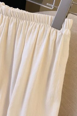 Qipao-Style Wide-Leg Leggings for Forest Girls, Japanese Fresh Style, Elastic Waist, Lace Trim, Cotton-Linen Spliced Pants