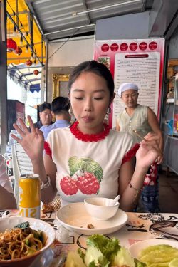 Raspberry Print Red Lace Trim Short Sleeve Top - Slim Fit Pure Cotton Women's Korean Style Fashion