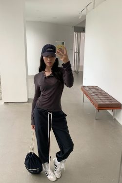 Rebellious Aesthetics Slanted Buckle Design Tencel Tee - Nonconformist Style, 90s Inspired Fashion Top