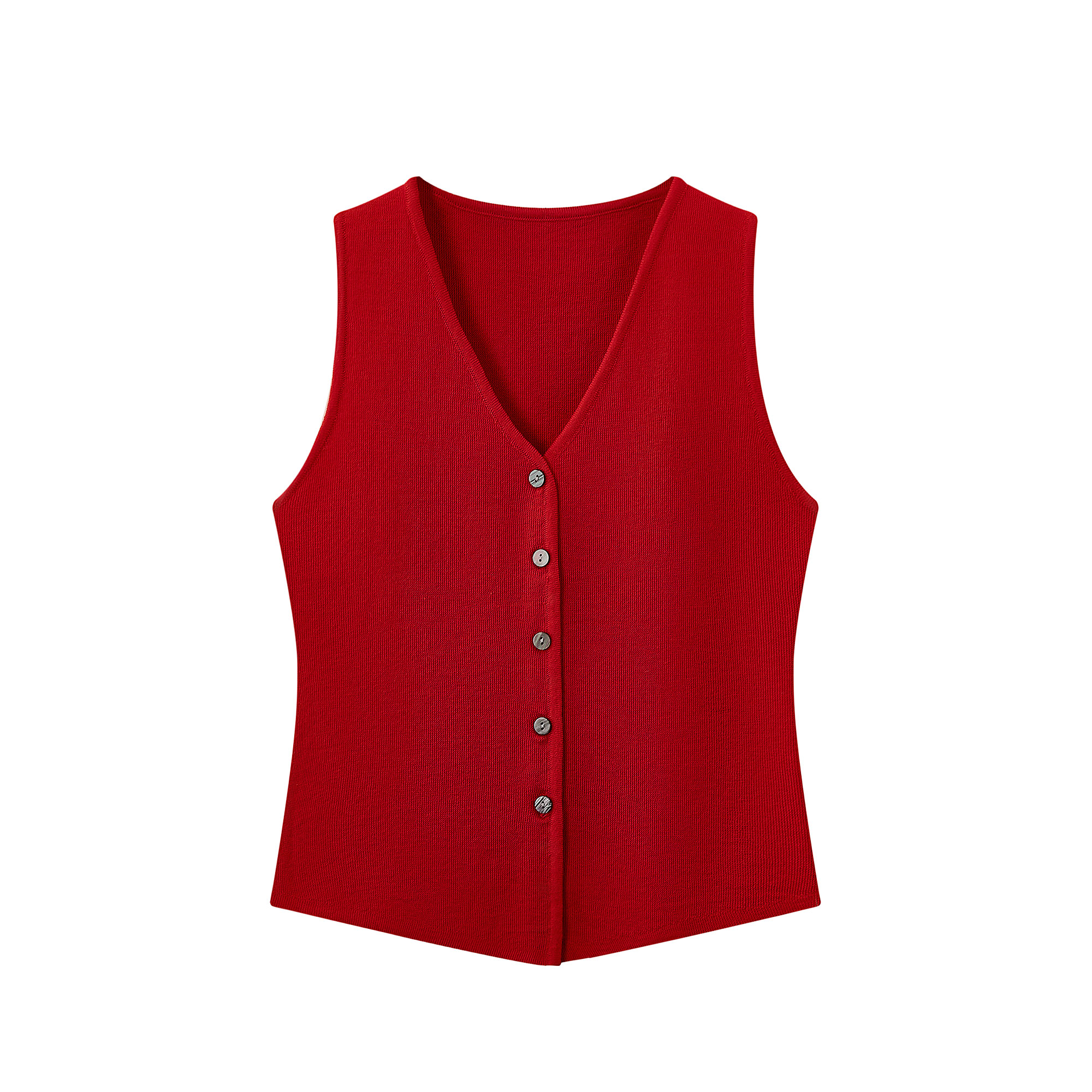Red Hong Kong Style Sleeveless Top for Women - Summer V-Neck Slim Knit Vest - Casual Chic Fashion Essentials Red Hong Kong Style Sleeveless Top for Women - Summer V-Neck Slim Knit Vest - Casual Chic Fashion Essentials