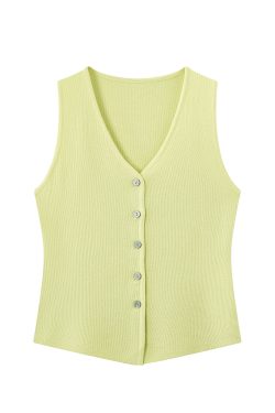 Red Hong Kong Style Sleeveless Top for Women - Summer V-Neck Slim Knit Vest - Casual Chic Fashion Essentials