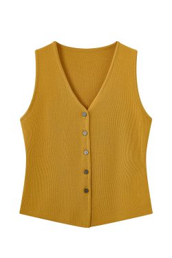 Red Hong Kong Style Sleeveless Top for Women - Summer V-Neck Slim Knit Vest - Casual Chic Fashion Essentials