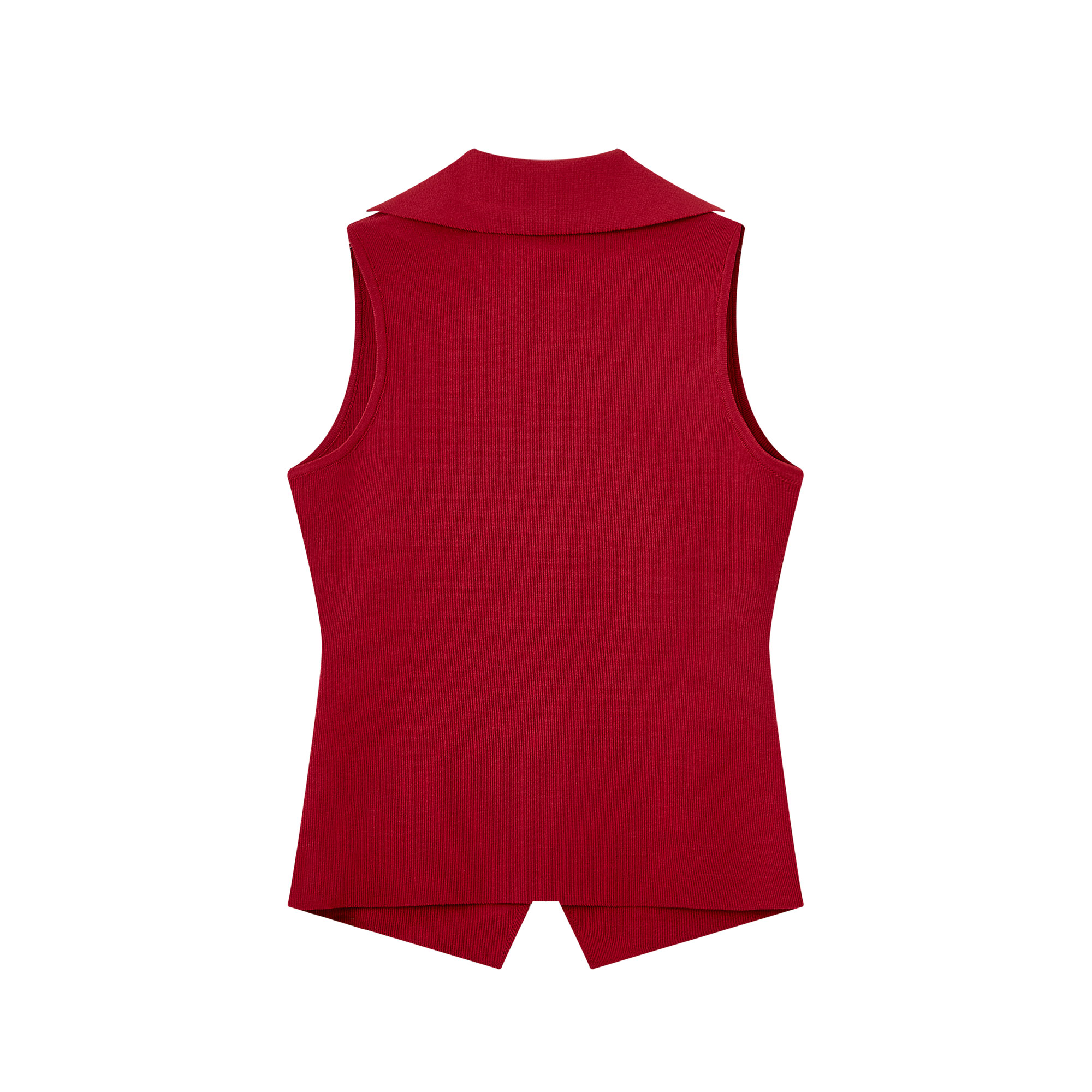 Red Knitted Vest Top for Women - 2025 Summer Polo Collar Sleeveless T-Shirt Blouse, Trendy Korean Style Fashion Red Knitted Vest Top for Women - 2025 Summer Polo Collar Sleeveless T-Shirt Blouse, Trendy Korean Style Fashion