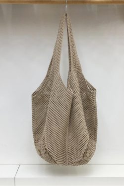 Red Large Hollow Woven Shoulder Bag - Casual Lazy Style, Handmade Korean Version 2025