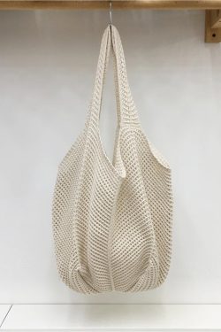 Red Large Hollow Woven Shoulder Bag - Casual Lazy Style, Handmade Korean Version 2025