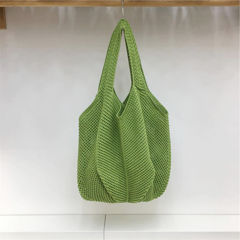 Red Large Hollow Woven Shoulder Bag - Casual Lazy Style, Handmade Korean Version 2025 Red Large Hollow Woven Shoulder Bag - Casual Lazy Style, Handmade Korean Version 2025