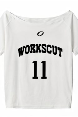 Red One-Shoulder Short Sleeve Women's Summer Letter Print Casual Off-Shoulder T-Shirt - Sexy Loose Slimming Top for Y2K Style