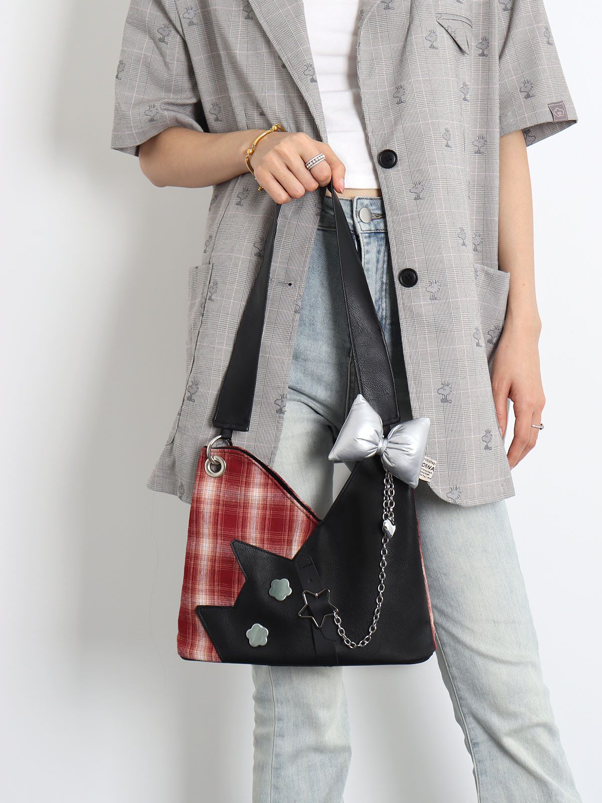 Red Plaid Crossbody Bag - Y2K Cat Underarm Bag for Spring/Summer Fashion Red Plaid Crossbody Bag - Y2K Cat Underarm Bag for Spring/Summer Fashion