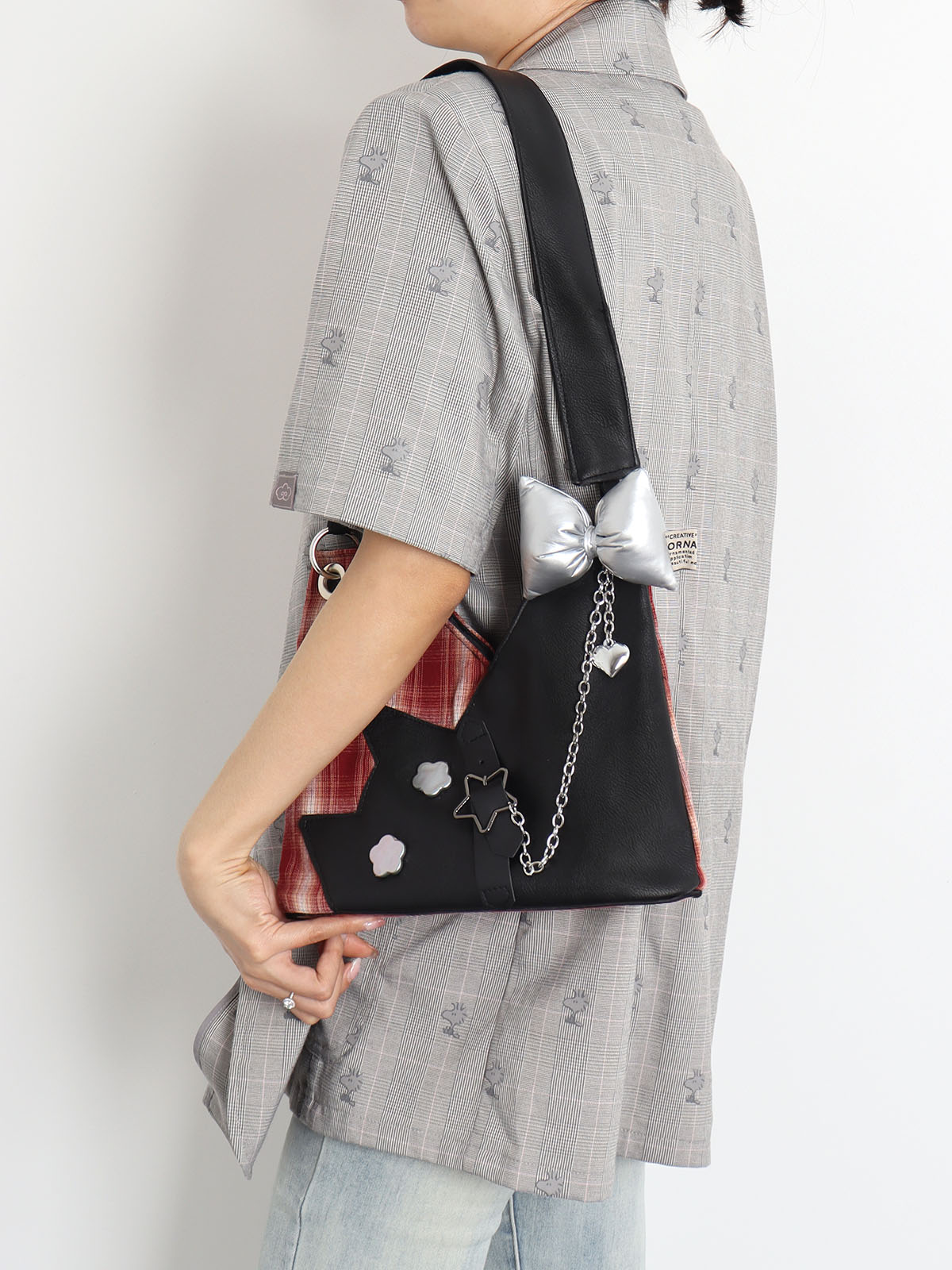 Red Plaid Crossbody Bag - Y2K Cat Underarm Bag for Spring/Summer Fashion Red Plaid Crossbody Bag - Y2K Cat Underarm Bag for Spring/Summer Fashion