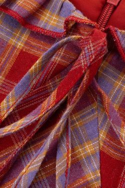 Red Plaid French V-Neck Summer Long Dress - 2025 New Arrival, Waist-Defining and Slimming, Perfect for Vacation Style