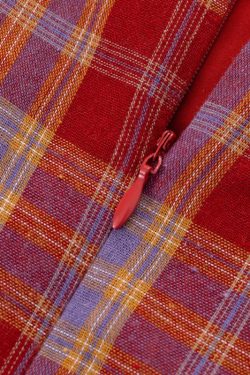 Red Plaid French V-Neck Summer Long Dress - 2025 New Arrival, Waist-Defining and Slimming, Perfect for Vacation Style