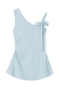 Red Pleated Waist-Cinching Sleeveless Tie Top Women's Summer Blouse - Floral Island Rose Style, Perfect for Y2K and Korean Fashion