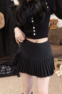 Red Polka Dot Pleated High-Waisted A-Line Skirt for Women - Spring Summer Fashion for Petite Figures
