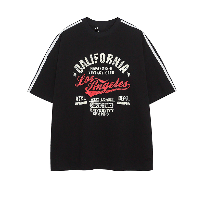 Red Retro Letter Print Short Sleeve T-Shirt for Women - Summer College Style, High-End Feel, Casual American Fashion Red Retro Letter Print Short Sleeve T-Shirt for Women - Summer College Style, High-End Feel, Casual American Fashion