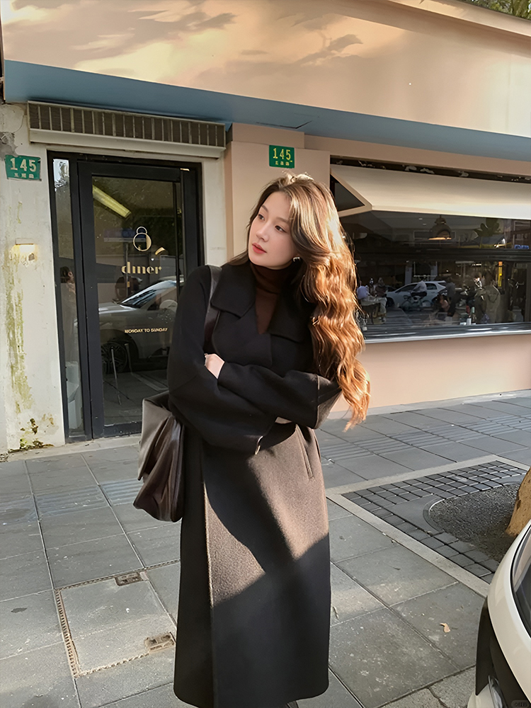 Red Reversible Cashmere Coat for Women - Autumn Winter 2024 Petite High-End Woolen Bathrobe Style Outerwear Red Reversible Cashmere Coat for Women - Autumn Winter 2024 Petite High-End Woolen Bathrobe Style Outerwear