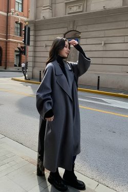 Red Reversible Cashmere Coat for Women - Autumn Winter 2024 Petite High-End Woolen Bathrobe Style Outerwear